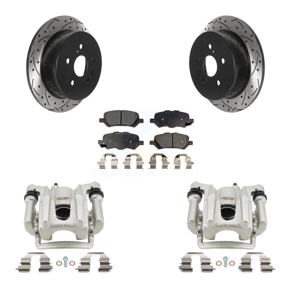 Rear Brake Coated Caliper Drill Slotted Rotor Ceramic Pad Kit For 2009-2016 Toyota Venza KCD-100520T