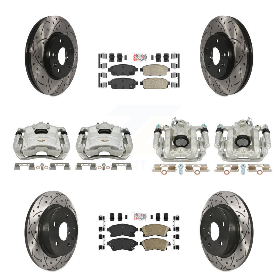 Front Rear Disc Brake Coated Caliper Drilled Slotted Rotors And Ceramic Pads Kit (10Pc) For Chevrolet Cruze Limited KCD-100521N