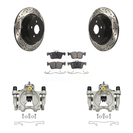 Rear Brake Caliper Drill Slot Rotors Semi-Metallic Pad Kit For Ford Edge Lincoln MKX MKZ KCD-100521P