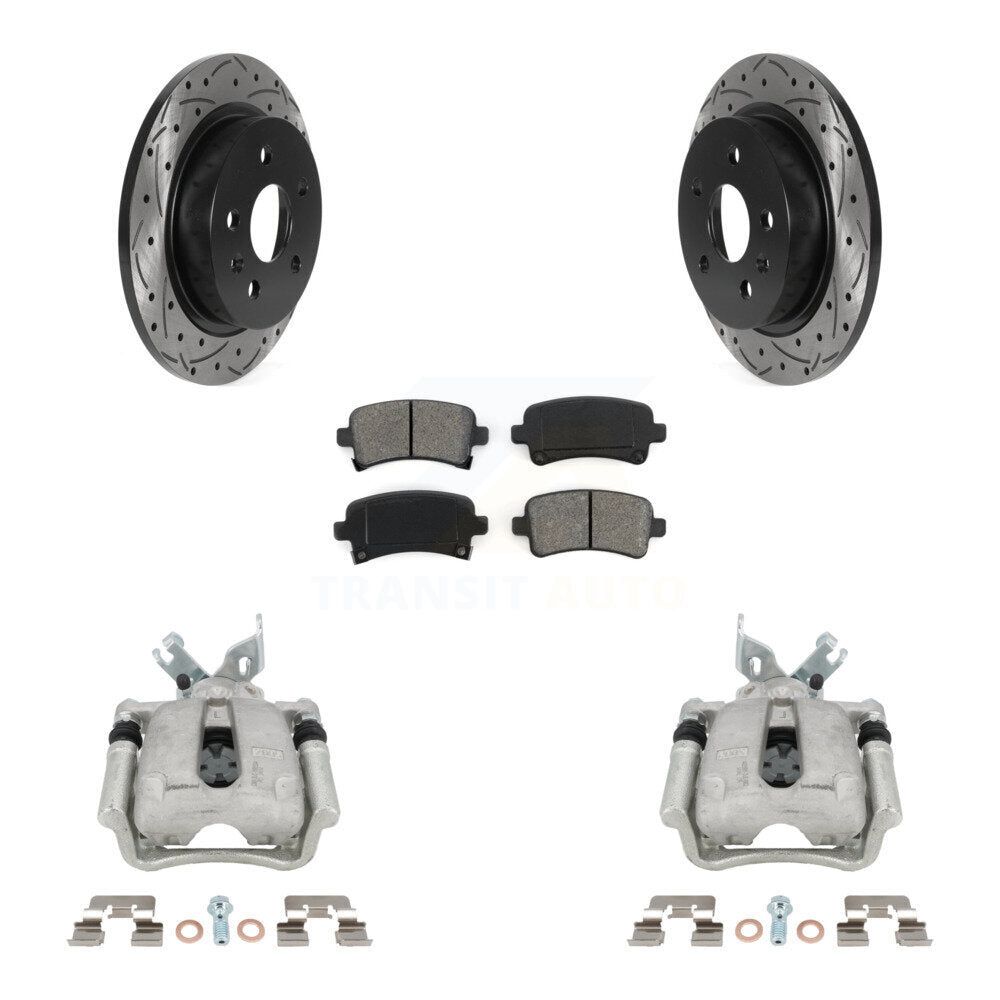 Rear Brake Coat Caliper Drill Slot Rotors Semi-Metallic Pad Kit For Buick Regal LaCrosse KCD-100521S