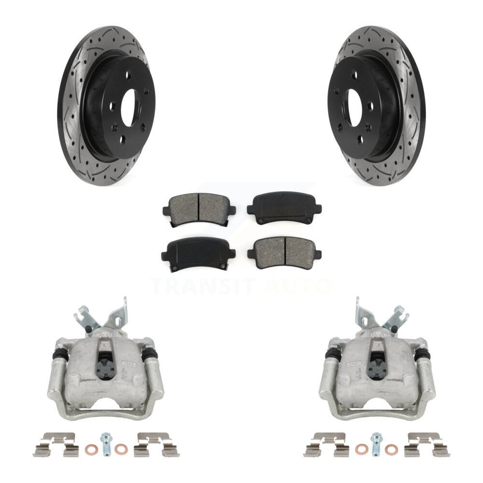 Rear Brake Coat Caliper Drill Slot Rotors Semi-Metallic Pad Kit For Buick Regal LaCrosse KCD-100521S