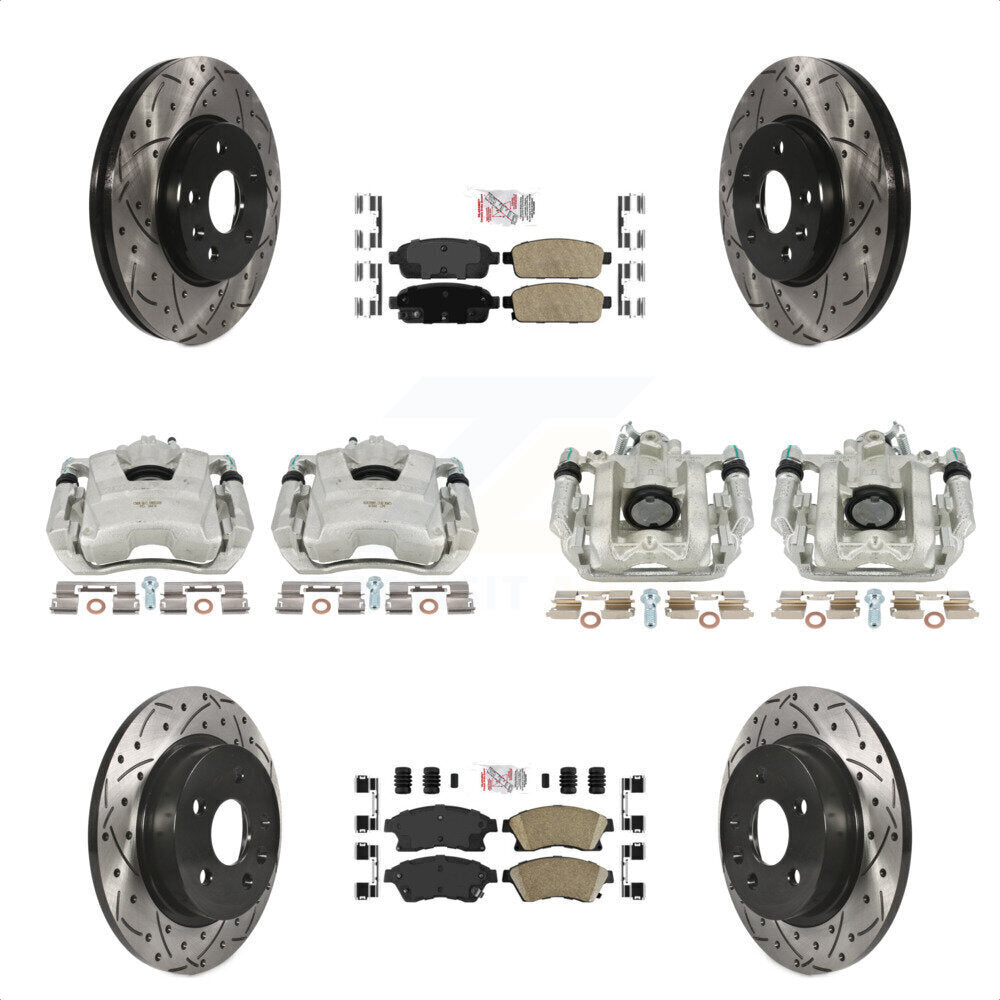 Front Rear Disc Brake Coated Caliper Drilled Slotted Rotors And Ceramic Pads Kit (10Pc) For Chevrolet Cruze Limited KCD-100522N by Transit Auto