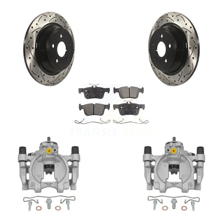 Rear Brake Caliper Drill Slotted Rotor Semi-Metallic Pad Kit For Ford Fusion Lincoln MKZ KCD-100522P