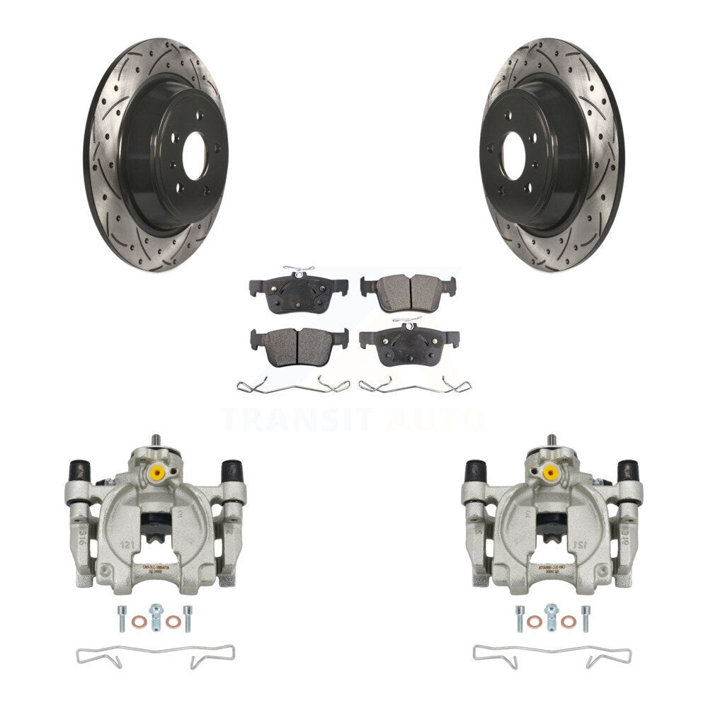 Rear Brake Caliper Drilled Slot Rotor Ceramic Pad Kit For Ford Escape Fusion Lincoln MKC KCD-100523T