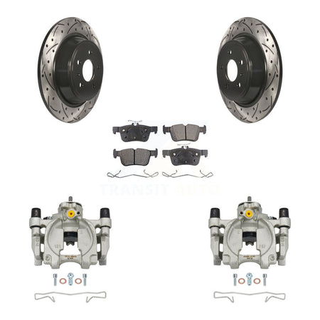 Rear Brake Caliper Drilled Slot Rotor Ceramic Pad Kit For Ford Escape Fusion Lincoln MKC KCD-100523T