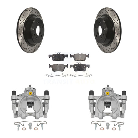Rear Brake Coated Caliper Drilled Slot Rotor Ceramic Pad Kit For Ford Fusion Lincoln MKZ KCD-100524T