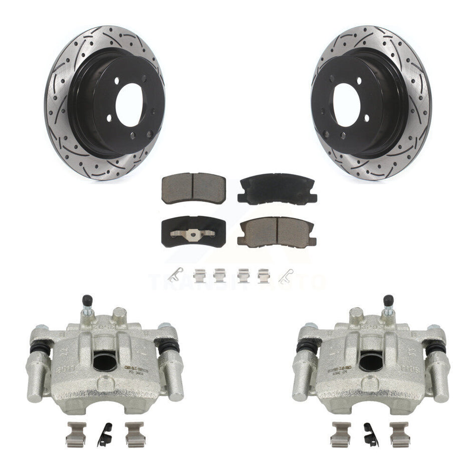 Rear Disc Brake Coated Caliper Drilled Slotted Rotors And Ceramic Pads Kit For Dodge Caliber Mitsubishi Lancer KCD-100526C