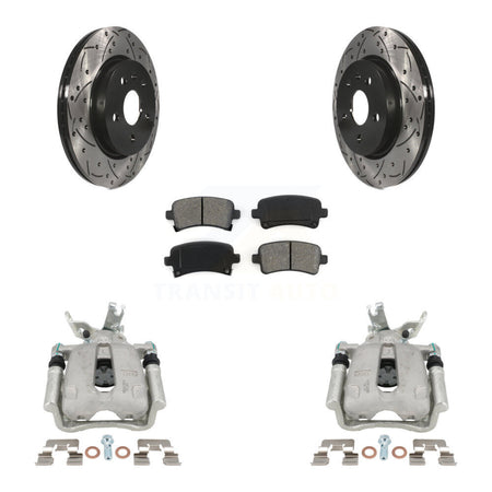 Rear Brake Caliper Drilled Slot Rotor Semi-Metallic Pad Kit For Chevrolet Malibu Limited KCD-100526S