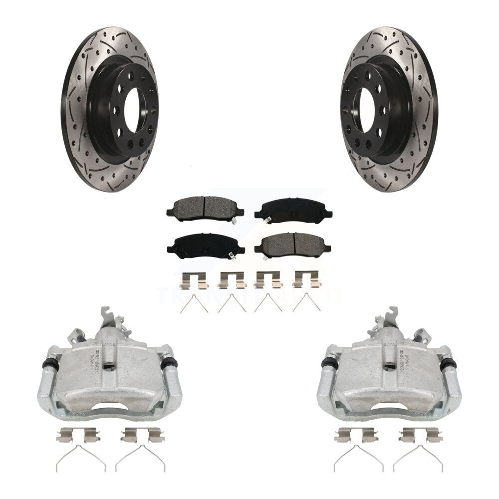 Rear Brake Coat Caliper Drill Slot Rotors Semi-Metallic Pad Kit For 2013-2016 Dodge Dart KCD-100527S