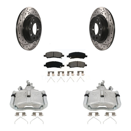 Rear Brake Coat Caliper Drill Slot Rotors Semi-Metallic Pad Kit For 2013-2016 Dodge Dart KCD-100527S