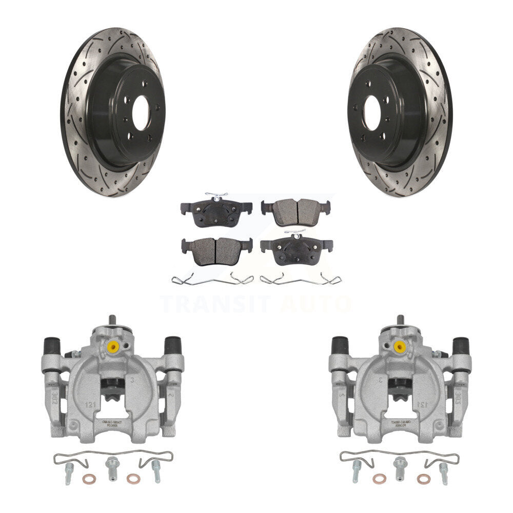 Rear Disc Brake Coated Caliper Drill Slot Rotors Ceramic Pad Kit For Lincoln Continental KCD-100527T