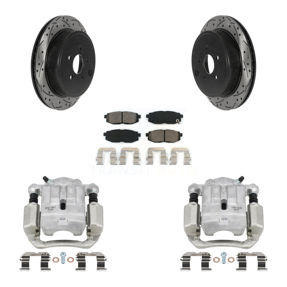 Rear Brake Coat Caliper Drill Slot Rotor Semi-Metallic Pad Kit For Subaru Outback Legacy KCD-100528S