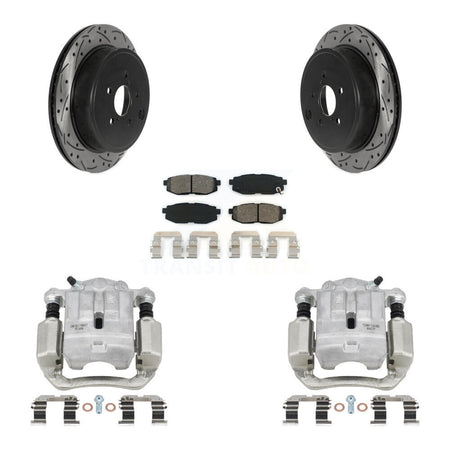 Rear Brake Coat Caliper Drill Slot Rotor Semi-Metallic Pad Kit For Subaru Outback Legacy KCD-100528S
