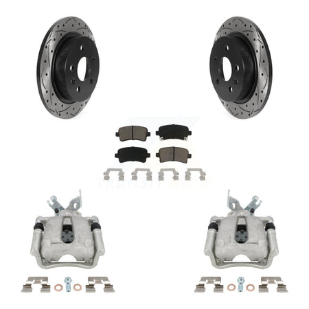 Rear Brake Caliper Drilled Slot Rotor Ceramic Pad Kit For Buick Regal LaCrosse Chevrolet KCD-100529C