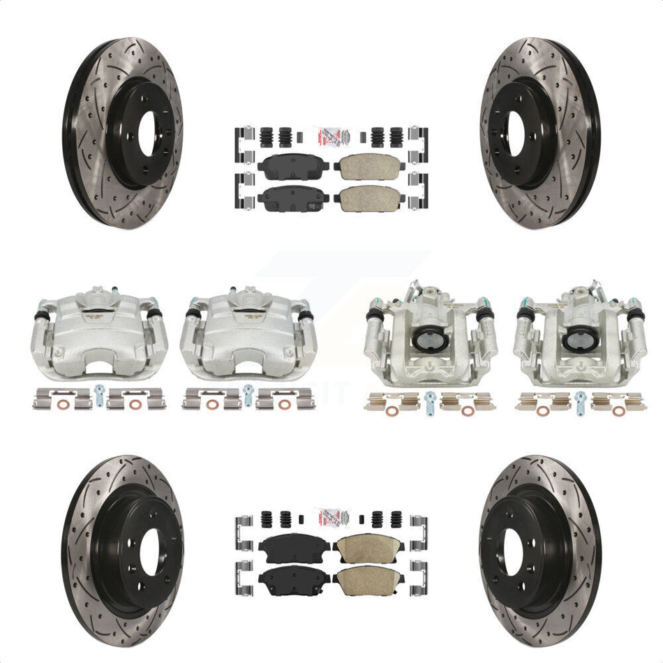 Front Rear Disc Brake Coated Caliper Drilled Slotted Rotors And Ceramic Pads Kit (10Pc) For Chevrolet Cruze Volt KCD-100529N by Transit Auto