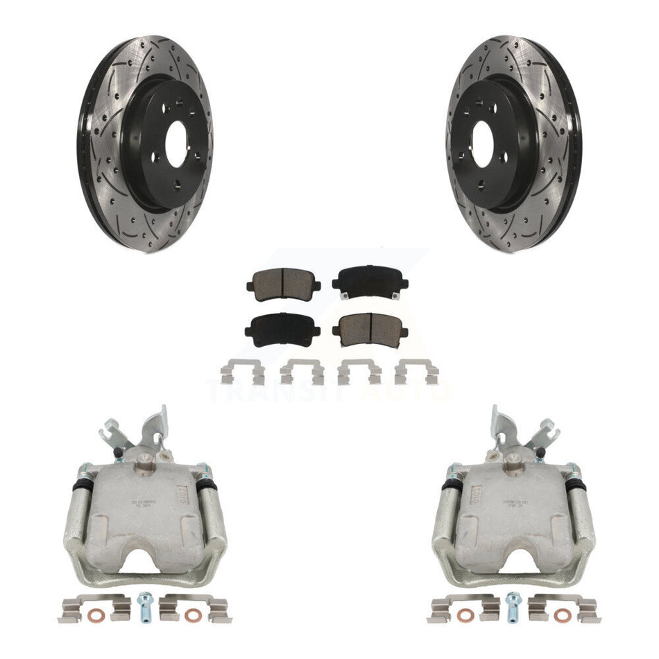 Rear Disc Brake Coated Caliper Drilled Slotted Rotors And Ceramic Pads Kit For Chevrolet Impala Buick LaCrosse Malibu Regal Cadillac XTS KCD-100530C