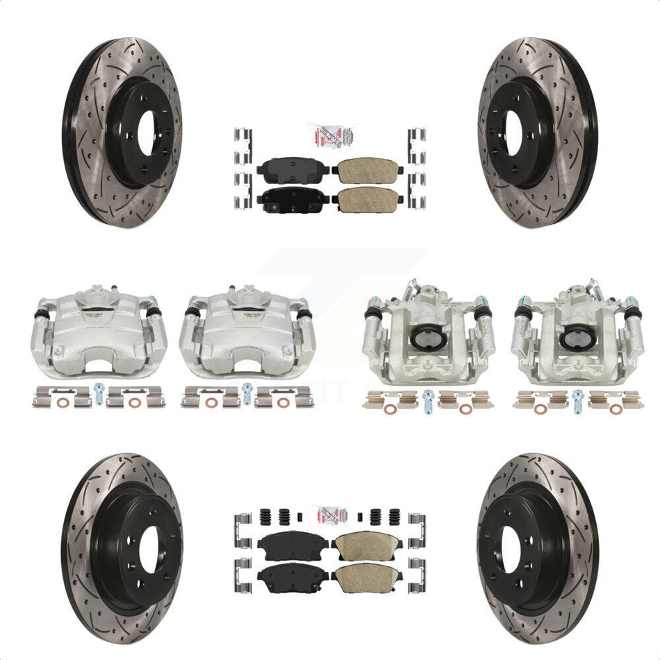 Front Rear Disc Brake Coated Caliper Drilled Slotted Rotors And Ceramic Pads Kit (10Pc) For Chevrolet Cruze Volt KCD-100530N by Transit Auto