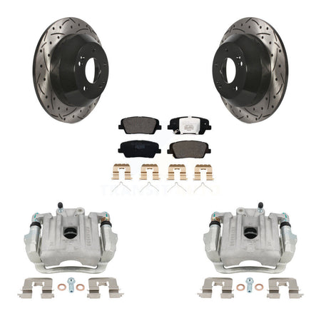 Rear Disc Brake Coated Caliper Drilled Slotted Rotor And Ceramic Pad Kit For Kia Sorento KCD-100530T