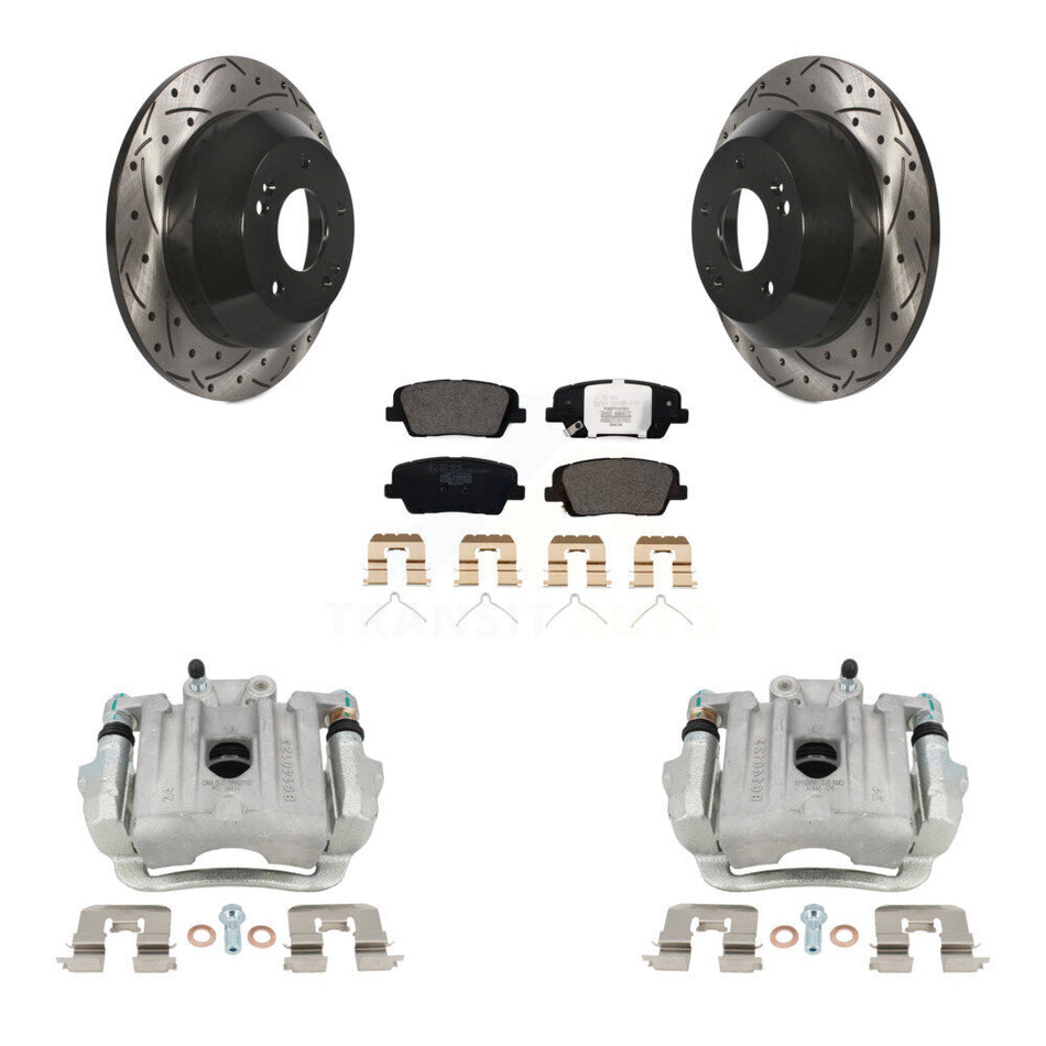 Rear Disc Brake Coated Caliper Drilled Slotted Rotor And Ceramic Pad Kit For Kia Sorento KCD-100530T