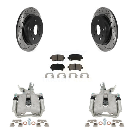 Rear Brake Coated Caliper Drill Slot Rotors Ceramic Pad Kit For Chevrolet Malibu Limited KCD-100532C