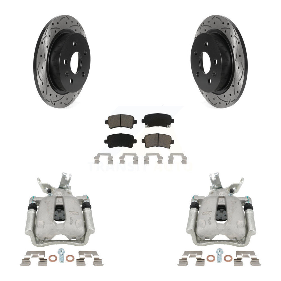 Rear Brake Coated Caliper Drill Slot Rotors Ceramic Pad Kit For Chevrolet Malibu Limited KCD-100532C