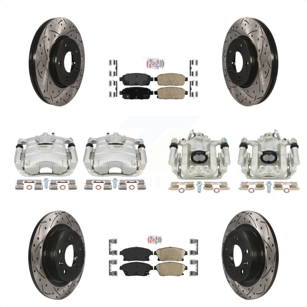 Front Rear Disc Brake Coated Caliper Drilled Slotted Rotors And Ceramic Pads Kit (10Pc) For Chevrolet Cruze Volt KCD-100532N by Transit Auto