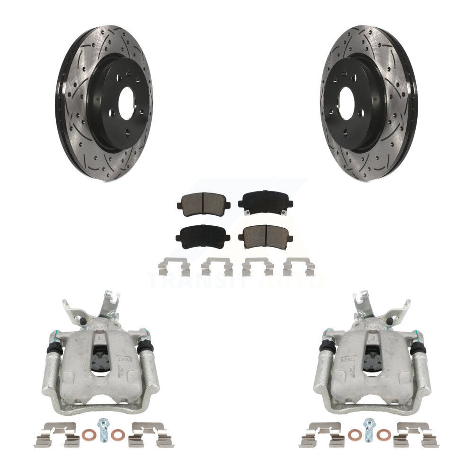 Rear Brake Coated Caliper Drill Slot Rotors Ceramic Pad Kit For Chevrolet Malibu Limited KCD-100534C