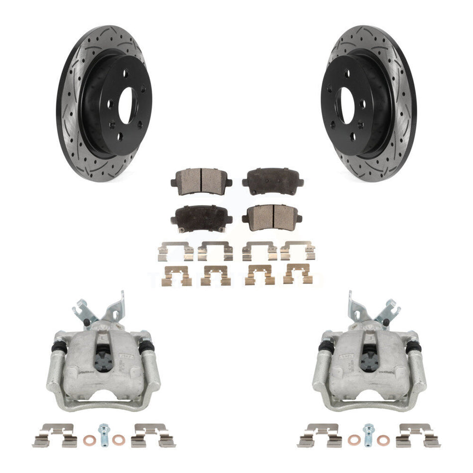 Rear Brake Coat Caliper Drill Slot Rotors Semi-Metallic Pad Kit For Buick Regal LaCrosse KCD-100536P
