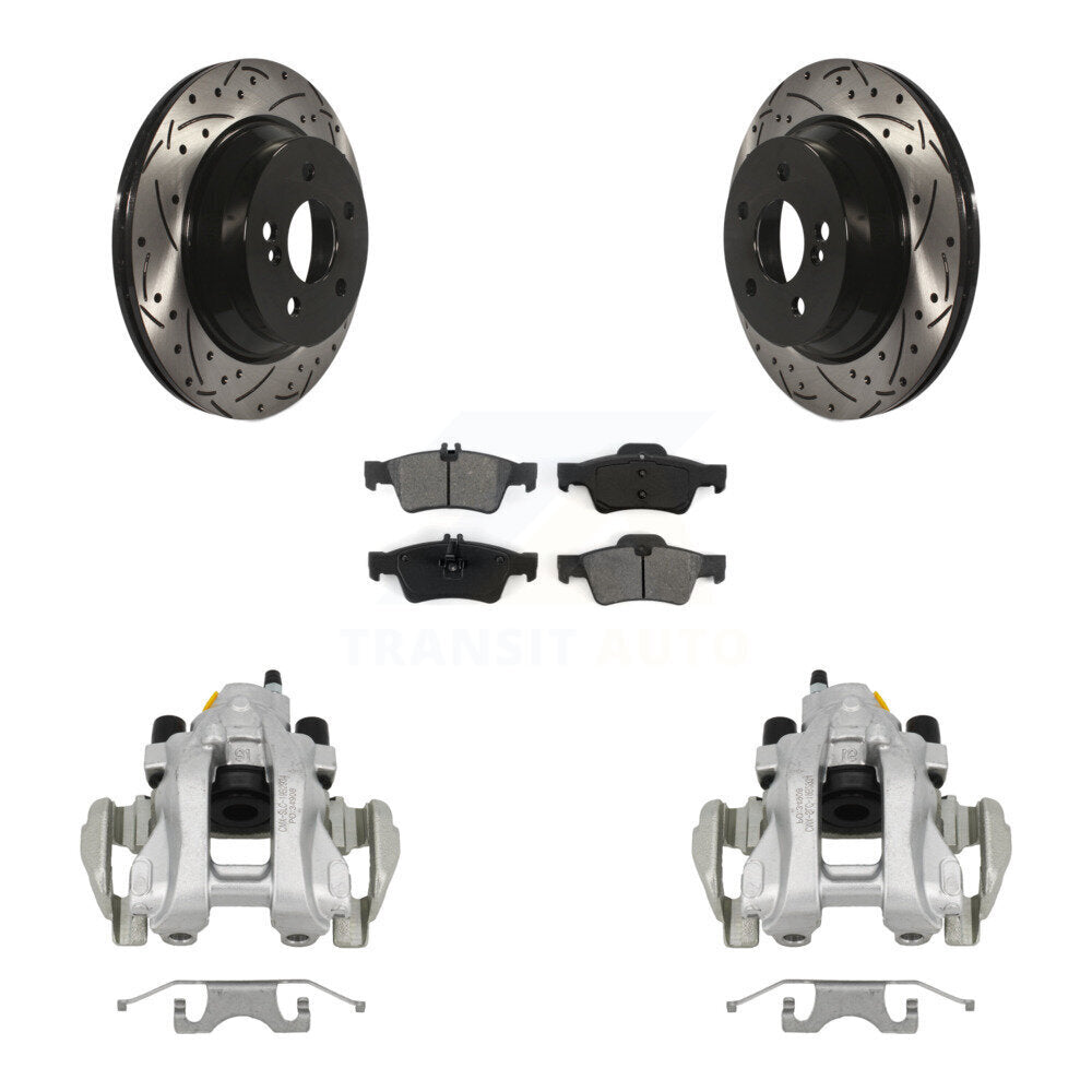 Rear Brake Caliper Drill Slotted Rotor Semi-Metallic Pad Kit For Mercedes-Benz E350 E500 KCD-100536S
