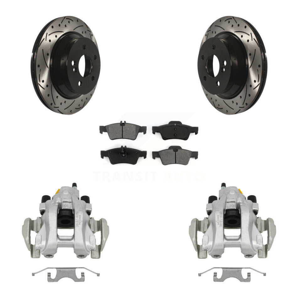 Rear Brake Caliper Drill Slotted Rotor Semi-Metallic Pad Kit For Mercedes-Benz E350 E500 KCD-100536S