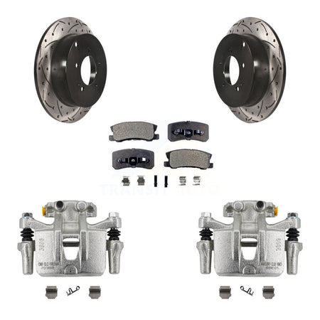 Rear Brake Coat Caliper Drill Slot Rotor Ceramic Pad Kit For Mitsubishi Lancer Outlander KCD-100536T