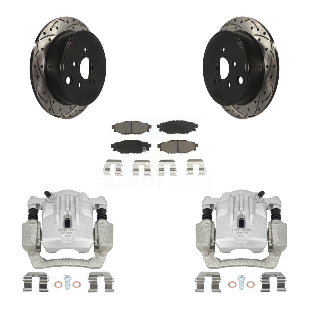 Rear Brake Coated Caliper Drill Slotted Rotors Ceramic Pad Kit For Subaru Outback Legacy KCD-100537C