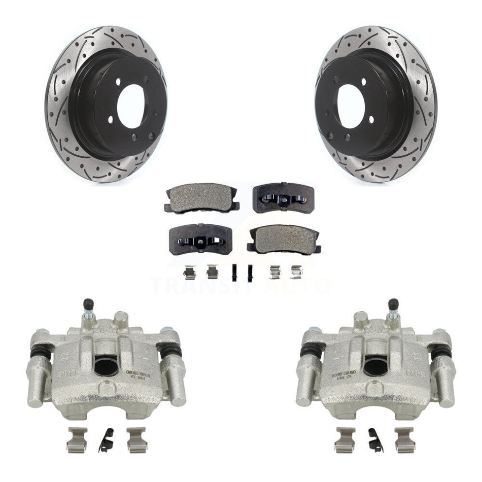 Rear Disc Brake Coated Caliper Drilled Slotted Rotors And Ceramic Pads Kit For Dodge Caliber Mitsubishi Lancer KCD-100537T