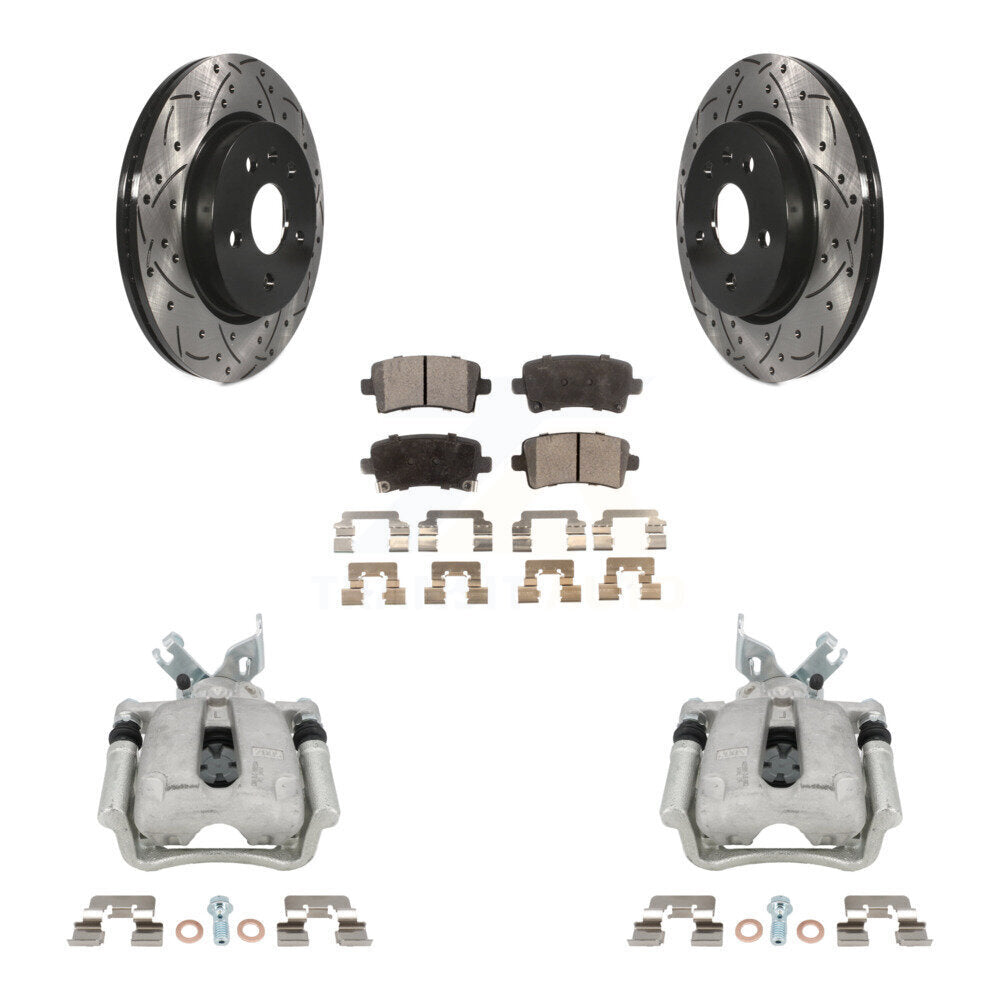 Rear Brake Caliper Drill Slot Rotors Semi-Metallic Pad Kit For Buick Regal LaCrosse 2.4L KCD-100538P