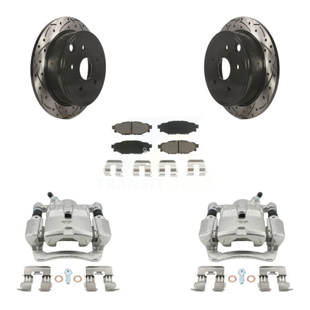Rear Disc Brake Coated Caliper Drilled Slotted Rotors And Ceramic Pad Kit For Subaru WRX KCD-100539C