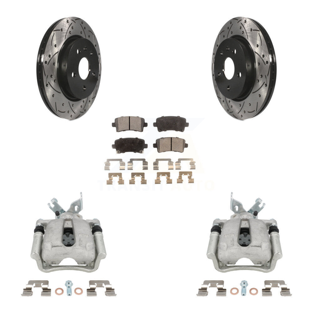 Rear Brake Coated Caliper Drill Slot Rotor Ceramic Pad Kit For Buick Regal LaCrosse 2.4L KCD-100541T
