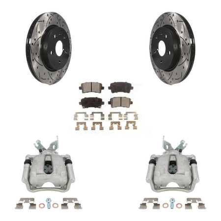 Rear Brake Coated Caliper Drill Slot Rotor Ceramic Pad Kit For Buick Regal LaCrosse 2.4L KCD-100541T