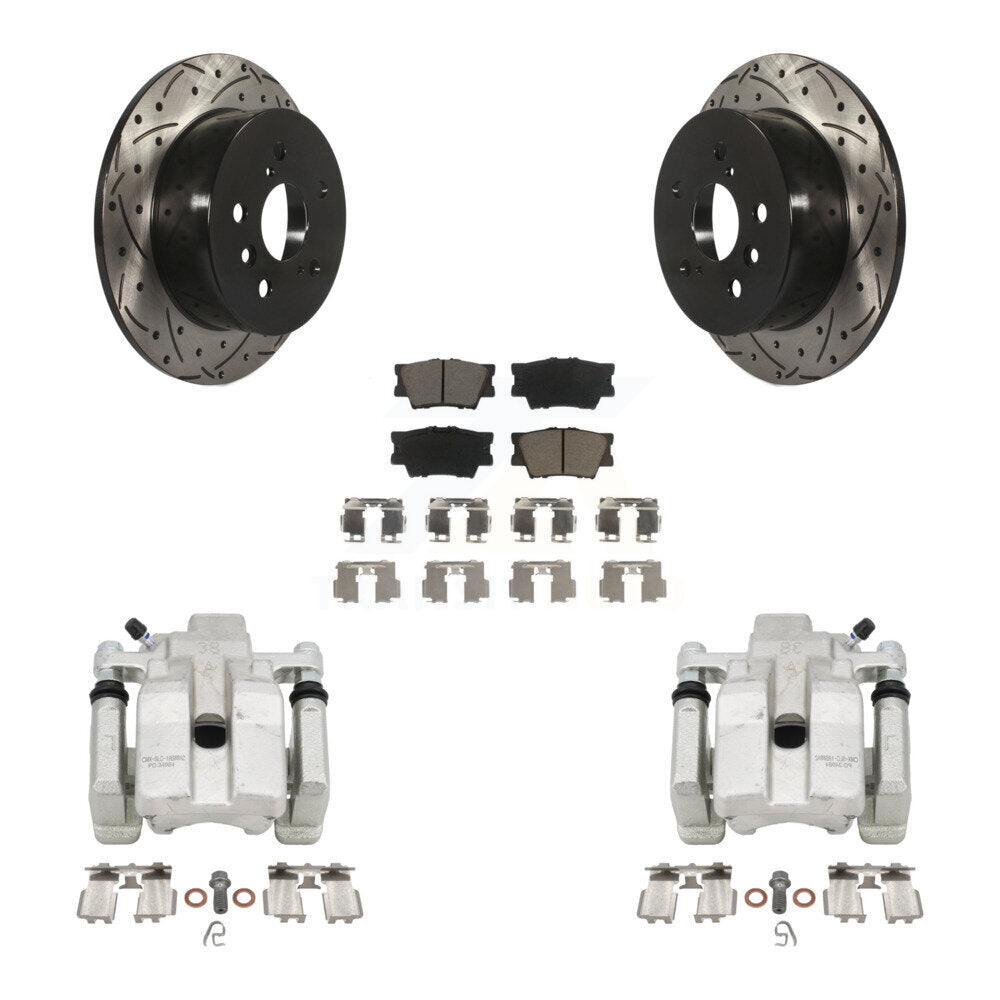 Rear Brake Caliper Drill Slot Rotors Ceramic Pad Kit For Toyota Camry Lexus ES350 Avalon KCD-100542C