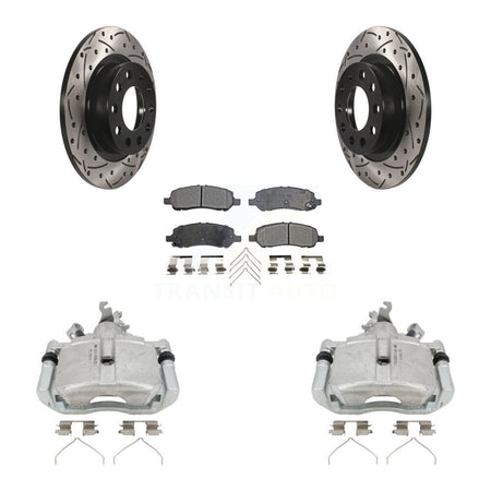 Rear Brake Coat Caliper Drill Slot Rotors Semi-Metallic Pad Kit For 2013-2016 Dodge Dart KCD-100542P
