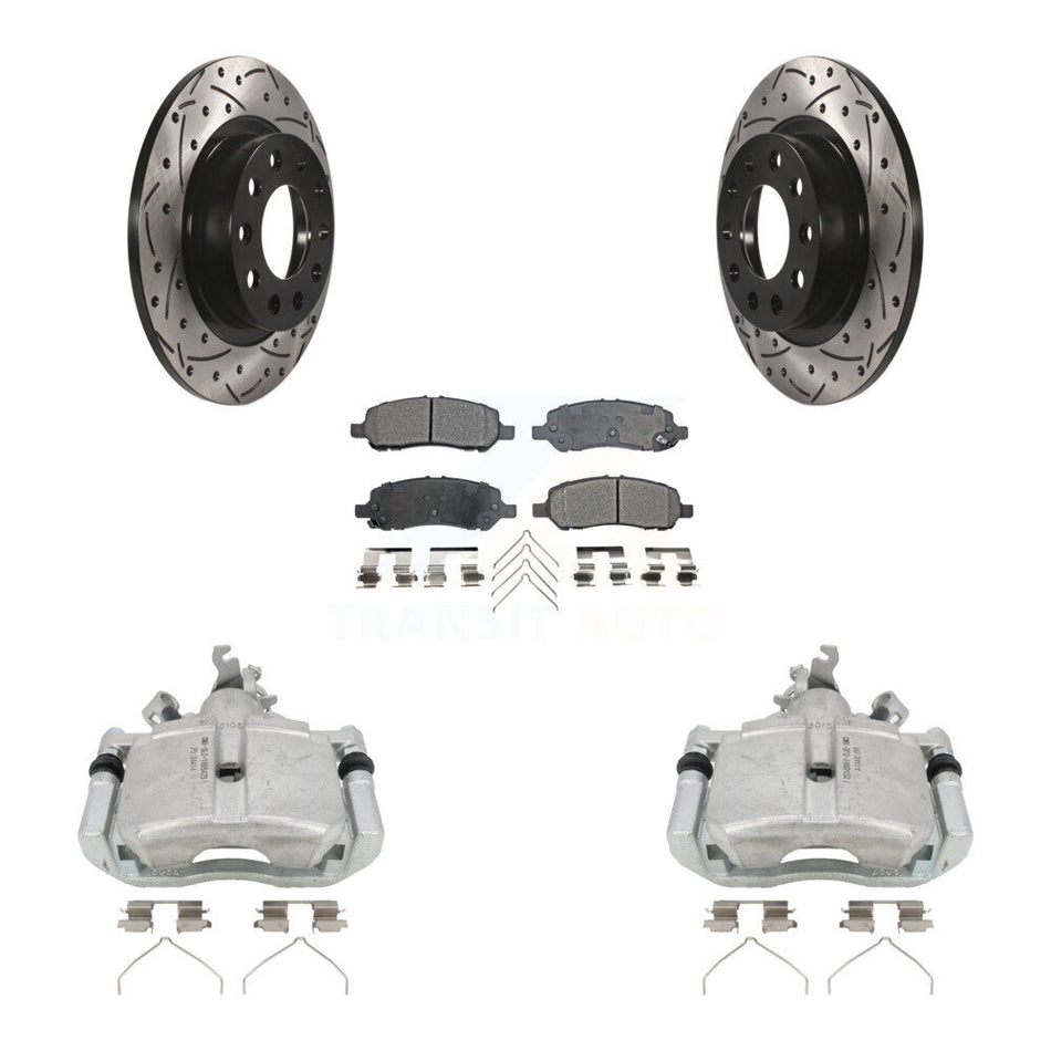 Rear Brake Coat Caliper Drill Slot Rotors Semi-Metallic Pad Kit For 2013-2016 Dodge Dart KCD-100542P