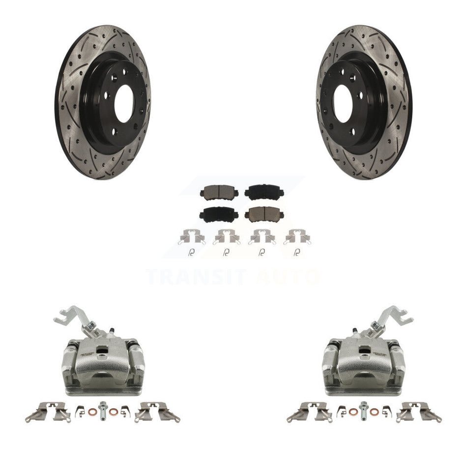 Rear Disc Brake Coated Caliper Drill Slot Rotor Ceramic Pad Kit For 2016-2018 Mazda CX-3 KCD-100543C