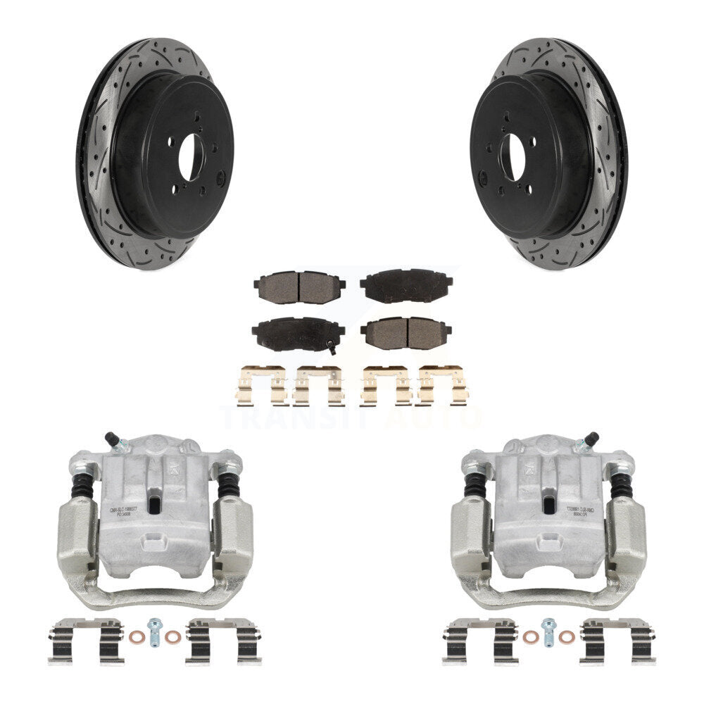 Rear Brake Coat Caliper Drill Slot Rotor Semi-Metallic Pad Kit For Subaru Outback Legacy KCD-100543P