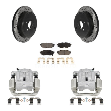 Rear Brake Coat Caliper Drill Slot Rotor Semi-Metallic Pad Kit For Subaru Outback Legacy KCD-100543P