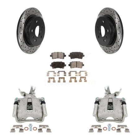 Rear Brake Coated Caliper Drill Slot Rotors Ceramic Pad Kit For Chevrolet Malibu Limited KCD-100543T