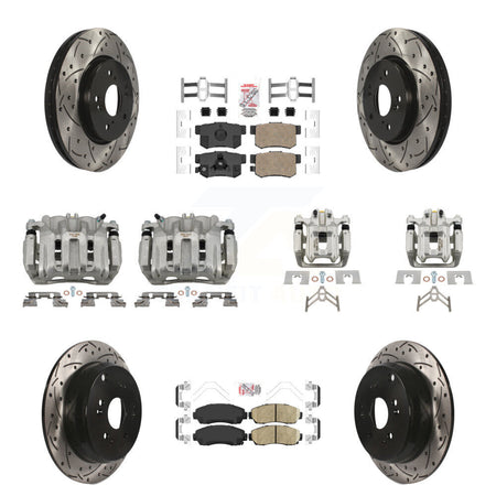 Front Rear Brake Coated Caliper Drilled Slot Rotor Ceramic Pad Kit (10Pc) For Honda CR-V KCD-100544N