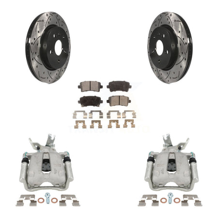 Rear Brake Coated Caliper Drill Slot Rotors Ceramic Pad Kit For Chevrolet Malibu Limited KCD-100545T