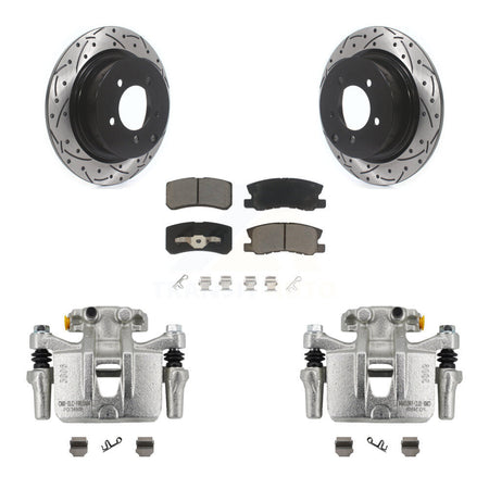 Rear Disc Brake Coated Caliper Drill Slot Rotor Ceramic Pad Kit For Mitsubishi Outlander KCD-100546C