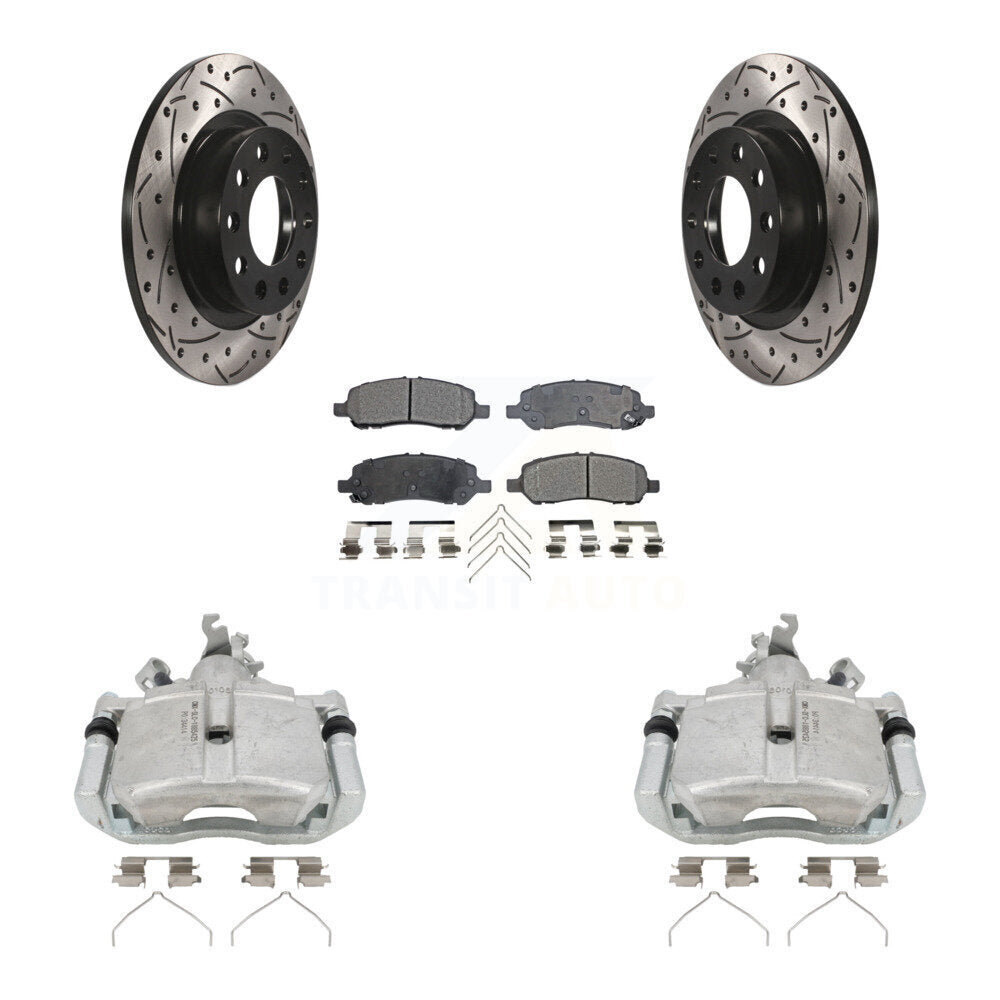Rear Disc Brake Coated Caliper Drill Slot Rotor Ceramic Pad Kit For 2013-2016 Dodge Dart KCD-100546T