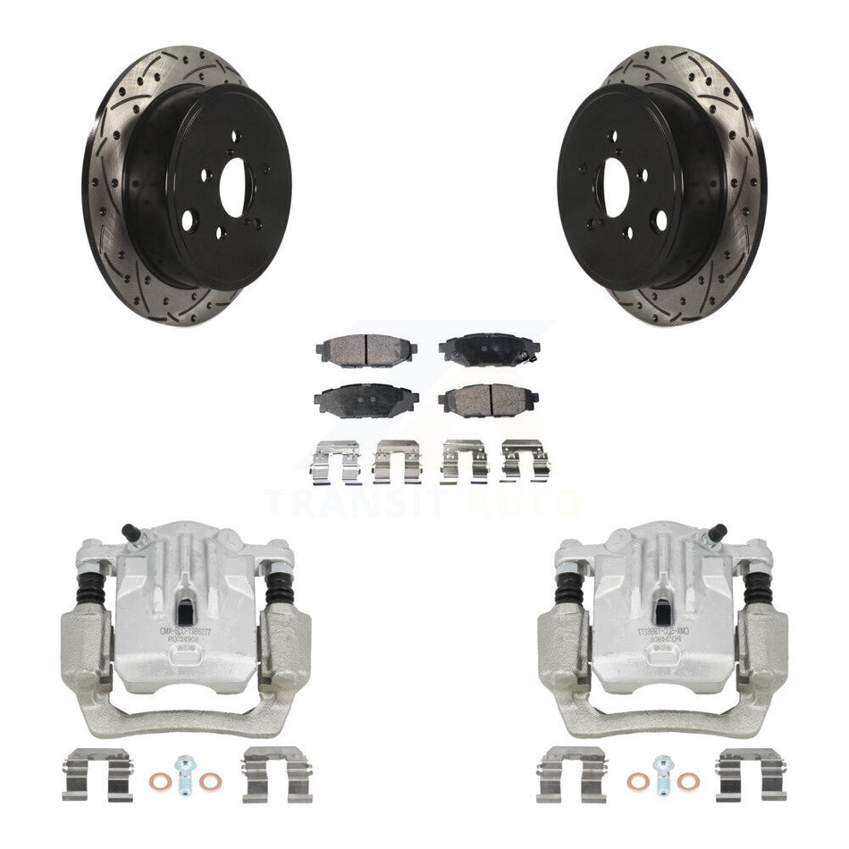 Rear Brake Coated Caliper Drill Slotted Rotors Ceramic Pad Kit For Subaru Outback Legacy KCD-100548T