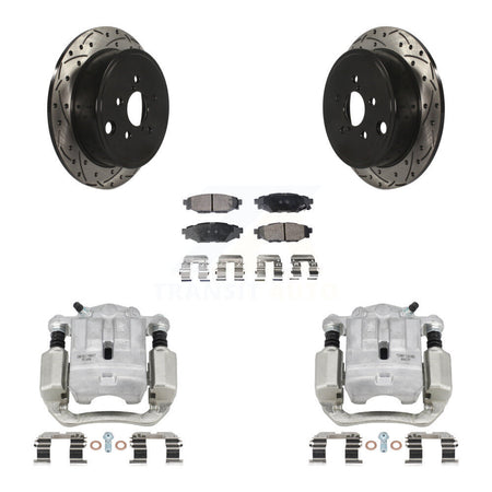 Rear Disc Brake Coated Caliper Drilled Slotted Rotor & Ceramic Pad Kit For Subaru Legacy KCD-100549T